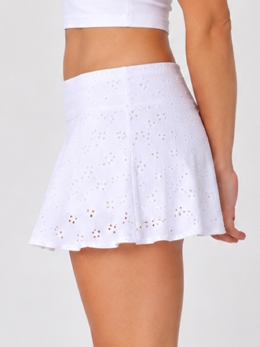 Bobbe Varsity 12” Eyelet Mid Rise Tennis Skirt Skort White Size XS